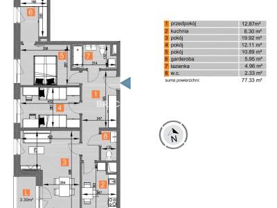         Apartamentos para Alquilar, Kraków, Os. Piastów | 77 mkw