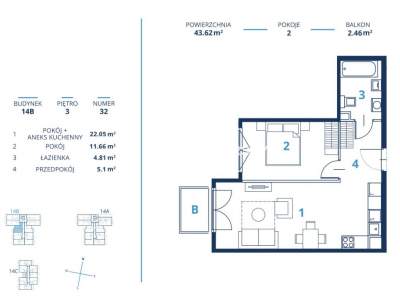         Flats for Sale, Kraków, Bunscha | 43 mkw