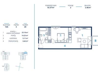         Flats for Sale, Kraków, Bunscha | 52 mkw