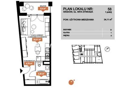         Flats for Sale, Kraków, Wita Stwosza | 34 mkw