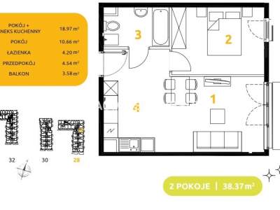         Apartamentos para Alquilar, Kraków, 29 Listopada - Okolice | 38 mkw