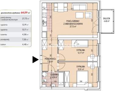         Apartamentos para Alquilar, Kraków, Brożka - Okolice | 64 mkw