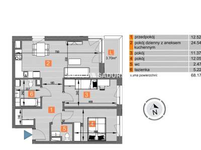         Flats for Sale, Kraków, Os. Piastów | 68 mkw