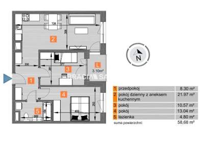         Apartamentos para Alquilar, Kraków, Os. Piastów | 58 mkw