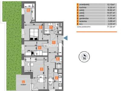         Apartamentos para Alquilar, Kraków, Os. Piastów | 77 mkw