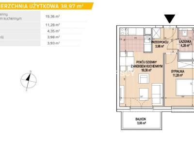         Mieszkania na Sprzedaż, Kraków, Kamieńskiego - Okolice | 39 mkw