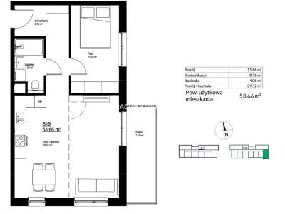         Квартиры для Продажа, Kraków, Bieżanów | 53 mkw