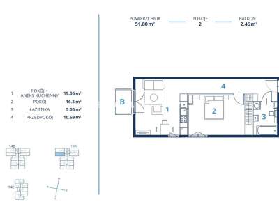         Flats for Sale, Kraków, Bunscha | 51 mkw