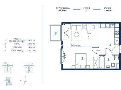         Flats for Sale, Kraków, Bunscha | 39 mkw