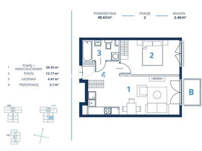         Apartamentos para Alquilar, Kraków, Bunscha | 40 mkw