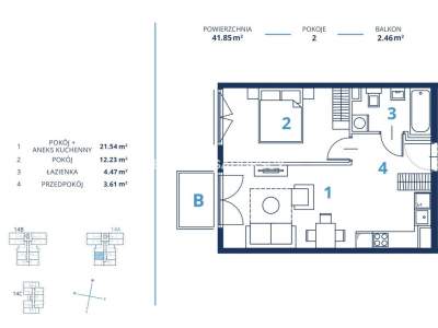         Flats for Sale, Kraków, Bunscha | 41 mkw