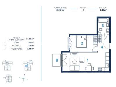         Flats for Sale, Kraków, Bunscha | 43 mkw