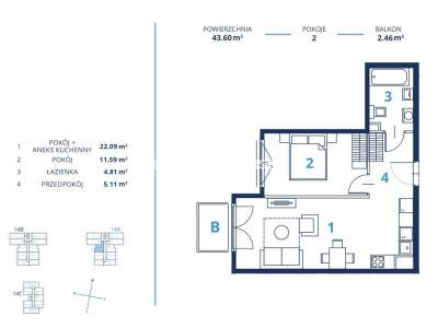         Flats for Sale, Kraków, Bunscha | 43 mkw