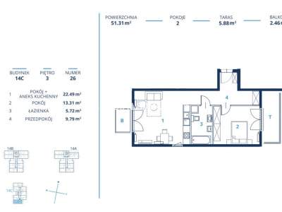         Apartamentos para Alquilar, Kraków, Bunscha | 51 mkw