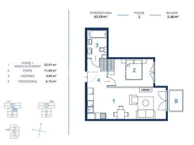         Apartamentos para Alquilar, Kraków, Bunscha | 43 mkw