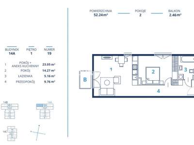         Flats for Sale, Kraków, Bunscha | 52 mkw