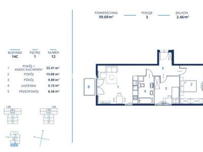         Apartamentos para Alquilar, Kraków, Bunscha | 59 mkw