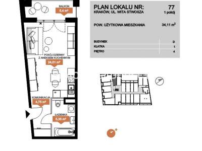         Apartamentos para Alquilar, Kraków, Wita Stwosza | 34 mkw