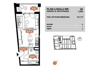         Apartamentos para Alquilar, Kraków, Wita Stwosza | 34 mkw
