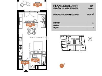         Apartamentos para Alquilar, Kraków, Wita Stwosza | 39 mkw