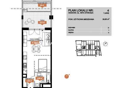         Apartamentos para Alquilar, Kraków, Wita Stwosza | 39 mkw