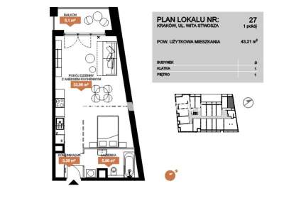         Apartamentos para Alquilar, Kraków, Wita Stwosza | 43 mkw