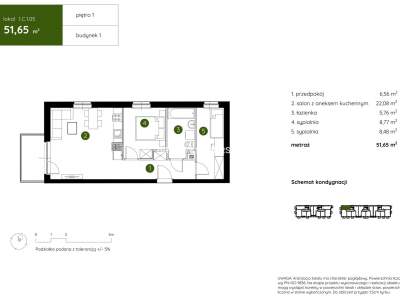         Apartamentos para Alquilar, Kraków, Pękowicka | 51 mkw