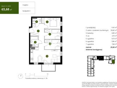         Apartamentos para Alquilar, Kraków, Pękowicka | 63 mkw